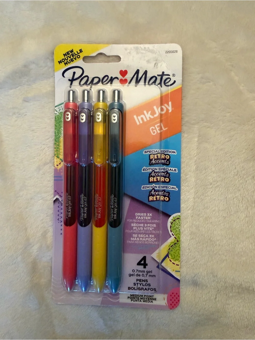 InkJoy Gel Pens - Retro Accent 4-Pack (Red, Purple, Yellow, Blue)